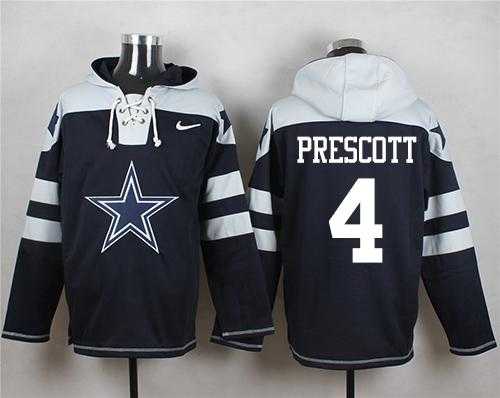 Nike Dallas Cowboys #4 Dak Prescott Navy Blue Player Pullover NFL Hoodie
