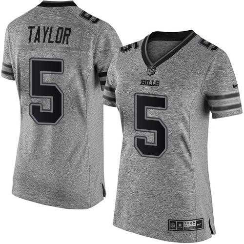 Women's Nike Buffalo Bills #5 Tyrod Taylor Gray Stitched NFL Limited Gridiron Gray Jersey