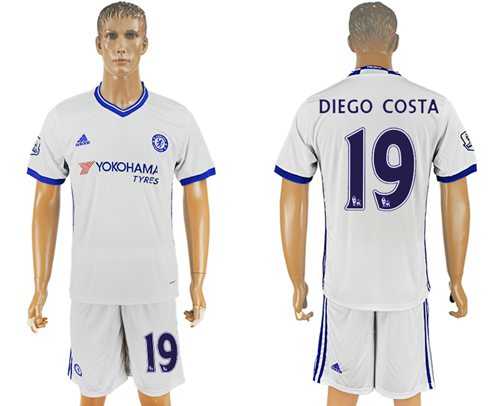 Chelsea #19 Diego Costa White Soccer Club Jersey