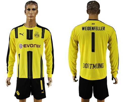 Dortmund #1 Weidenfeller Home Long Sleeves Soccer Club Jersey