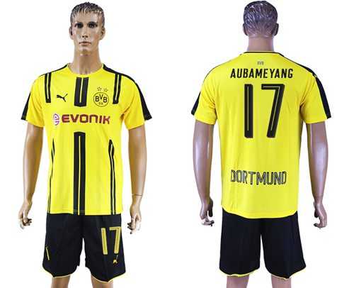 Dortmund #17 Aubameyang Home Soccer Club Jersey