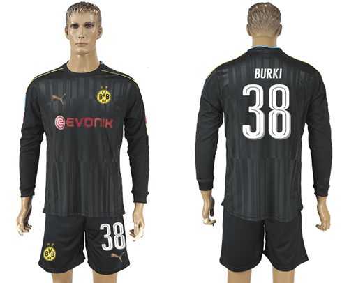 Dortmund #38 Burki Black Long Sleeves Goalkeeper Soccer Country Jersey