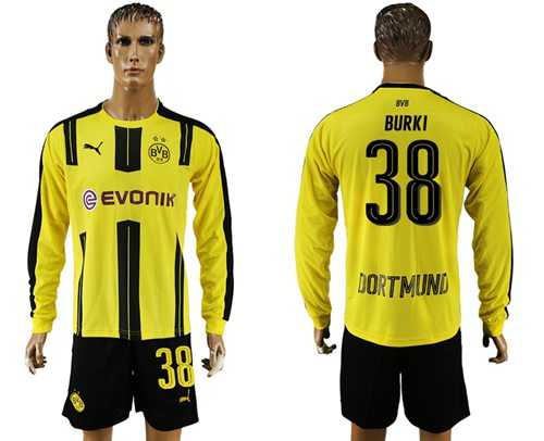 Dortmund #38 Burki Home Long Sleeves Soccer Club Jersey