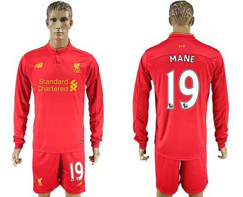 Liverpool #19 Mane Home Long Sleeves Soccer Club Jersey