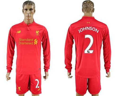 Liverpool #2 Johnson Home Long Sleeves Soccer Club Jersey