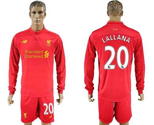 Liverpool #20 Lallana Home Long Sleeves Soccer Club Jersey