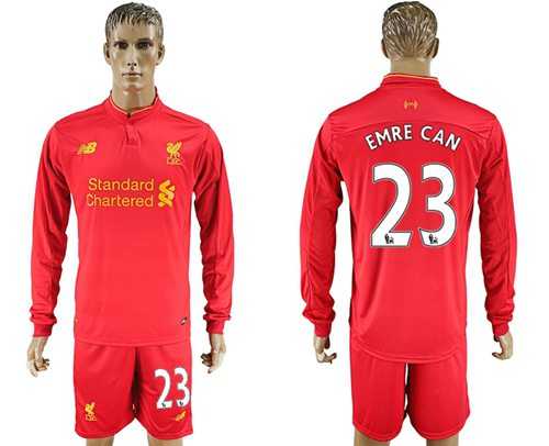 Liverpool #23 Emre Can Home Long Sleeves Soccer Club Jersey