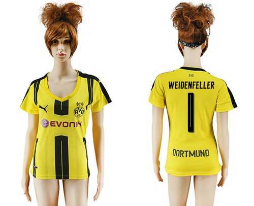 Women's Dortmund #1 Weidenfeller Home Soccer Club Jersey