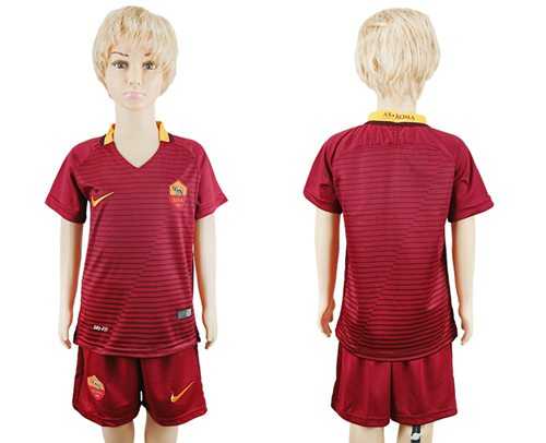 Roma Blank Home Kid Soccer Club Jersey