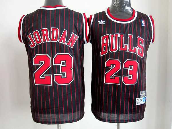 NBA Chicago Bulls #23 Michael Jordan Black stripe Basketball Jersey