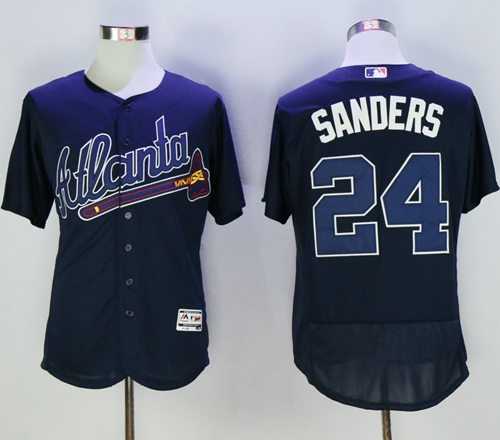 Atlanta Braves #24 Deion Sanders Navy Blue Flexbase Authentic Collection Stitched Baseball Jersey