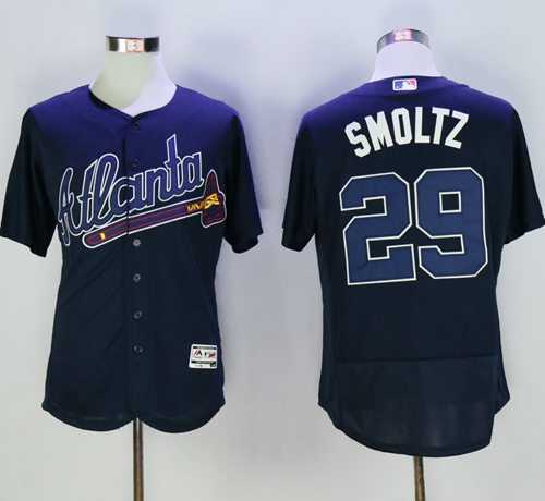 Atlanta Braves #29 John Smoltz Navy Blue Flexbase Authentic Collection Stitched Baseball Jersey Atlanta Braves #29 John Smoltz Navy Blue Flexbase Authentic Collection Stitched Baseball Jersey