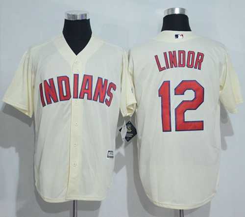 Cleveland Indians #12 Francisco Lindor Cream New Cool Base Stitched Baseball Jersey