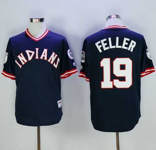Cleveland Indians #19 Bob Feller Navy Blue 1976 Turn Back The Clock Stitched Baseball Jersey Cleveland Indians #19 Bob Feller Navy Blue 1976 Turn Back The Clock Stitched Baseball Jersey