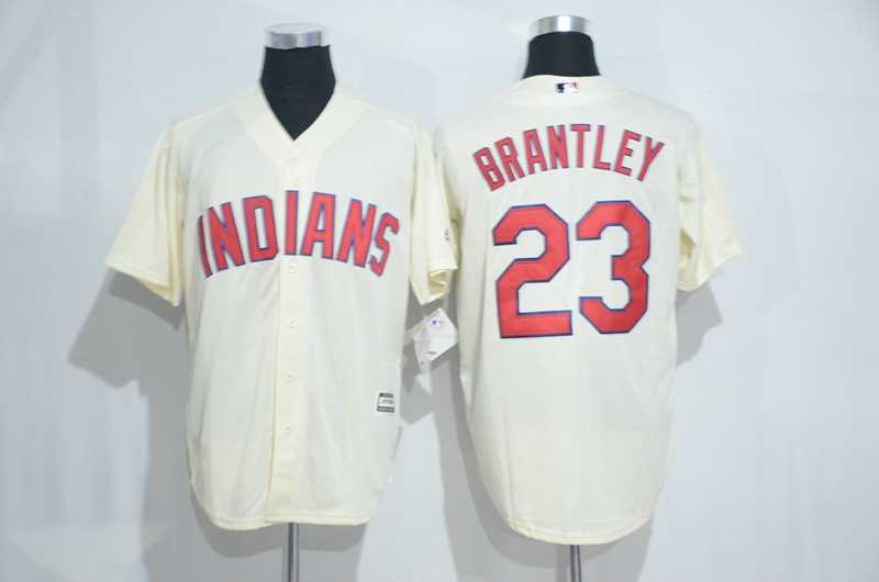 Cleveland Indians #23 Michael Brantley Cream New Cool Base Stitched Baseball Jersey