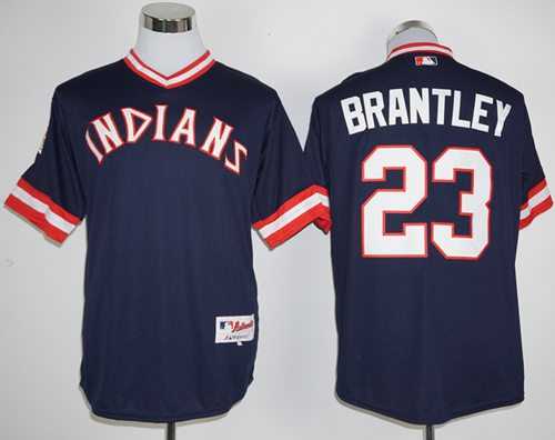 Cleveland Indians #23 Michael Brantley Navy Blue 1976 Turn Back The Clock Stitched Baseball Jersey