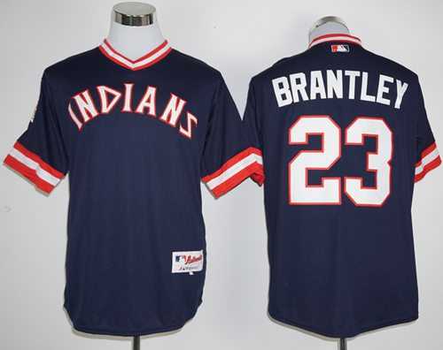 Cleveland Indians #23 Michael Brantley Navy Blue 1976 Turn Back The Clock Stitched Baseball Jersey Cleveland Indians #23 Michael Brantley Navy Blue 1976 Turn Back The Clock Stitched Baseball Jersey