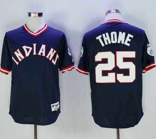 Cleveland Indians #25 Jim Thome Navy Blue 1976 Turn Back The Clock Stitched Baseball Jersey