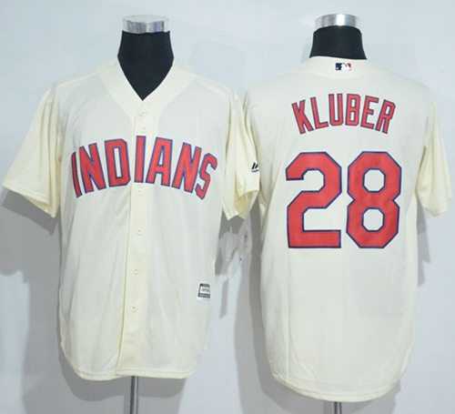 Cleveland Indians #28 Corey Kluber Cream New Cool Base Stitched Baseball Jersey