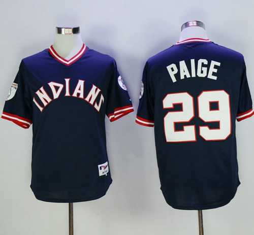 Cleveland Indians #29 Satchel Paige Navy Blue 1976 Turn Back The Clock Stitched Baseball Jersey