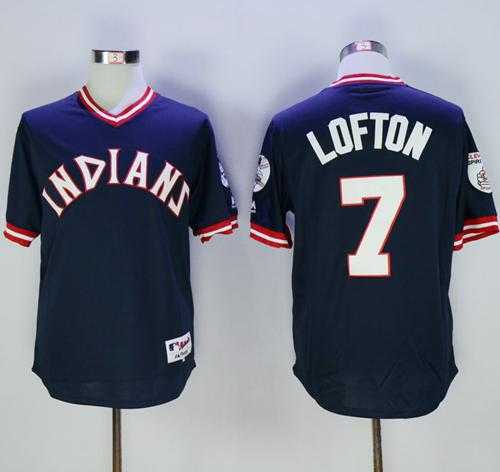 Cleveland Indians #7 Kenny Lofton Navy Blue 1976 Turn Back The Clock Stitched Baseball Jersey