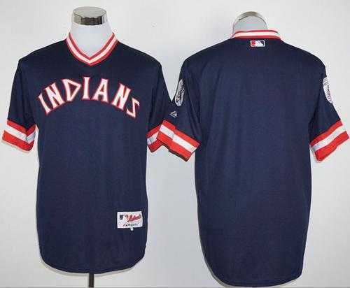 Cleveland Indians Blank Navy Blue 1976 Turn Back The Clock Stitched Baseball Jersey