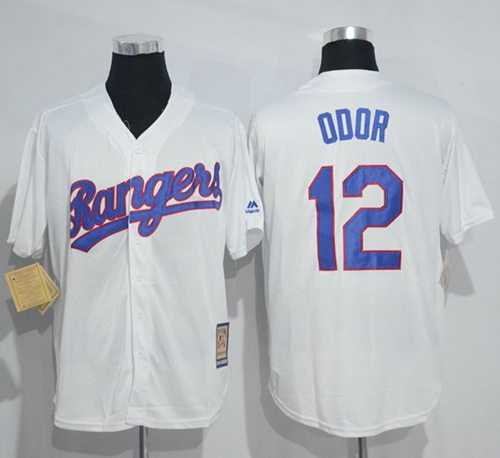 Mitchell And Ness Rangers #12 Rougned Odor White Throwback Stitched Baseball Jersey