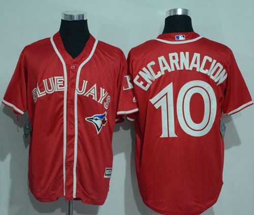Toronto Blue Jays #10 Edwin Encarnacion Red New Cool Base Canada Day Stitched Baseball Jersey