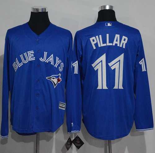 Toronto Blue Jays #11 Kevin Pillar Blue New Cool Base Long Sleeve Stitched Baseball Jersey