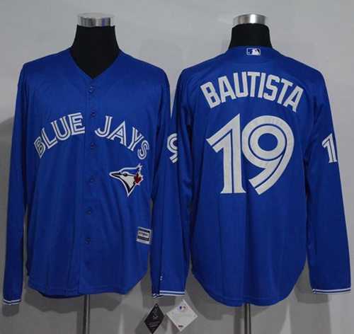Toronto Blue Jays #19 Jose Bautista Blue New Cool Base Long Sleeve Stitched Baseball Jersey