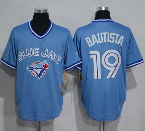 Toronto Blue Jays #19 Jose Bautista Light Blue Cooperstown Throwback Stitched Baseball Jersey