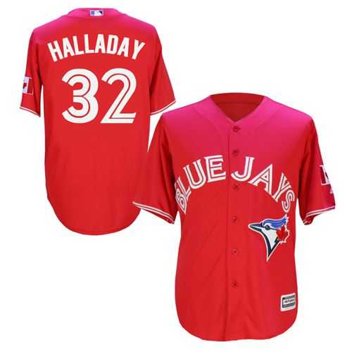 Toronto Blue Jays #32 Roy Halladay Red New Cool Base Canada Day Stitched Baseball Jersey