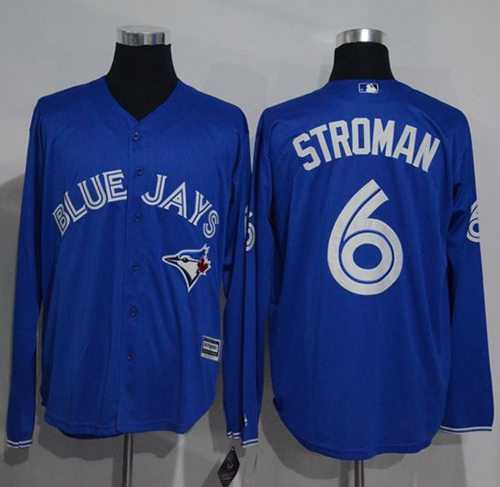 Toronto Blue Jays #6 Marcus Stroman Blue New Cool Base Long Sleeve Stitched Baseball Jersey