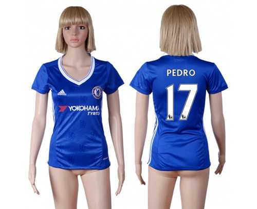 Women's Chelsea #17 Pedro Home Soccer Club Jersey