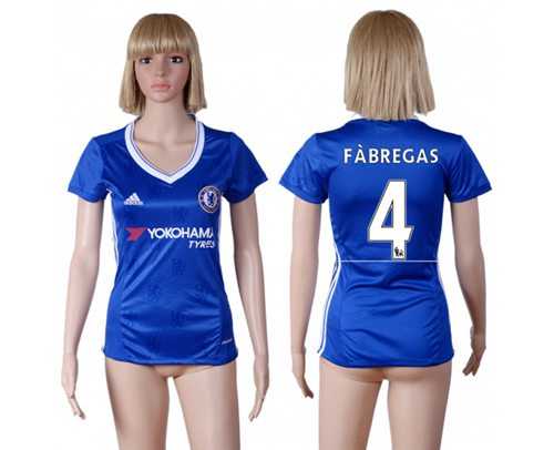 Women's Chelsea #4 Fabregas Home Soccer Club Jersey