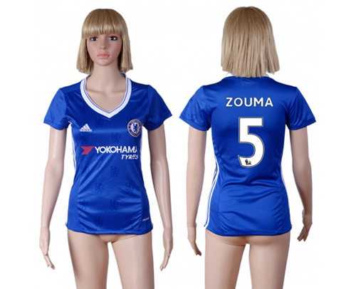 Women's Chelsea #5 Zouma Home Soccer Club Jersey