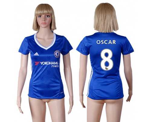 Women's Chelsea #8 Oscar Home Soccer Club Jersey