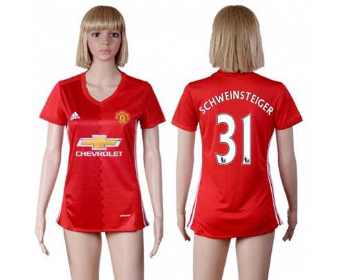 Women's Manchester United #31 Schweinsteiger Red Home Soccer Club Jersey