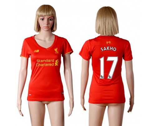 Women's Liverpool #17 Sakho Red Home Soccer Club Jersey