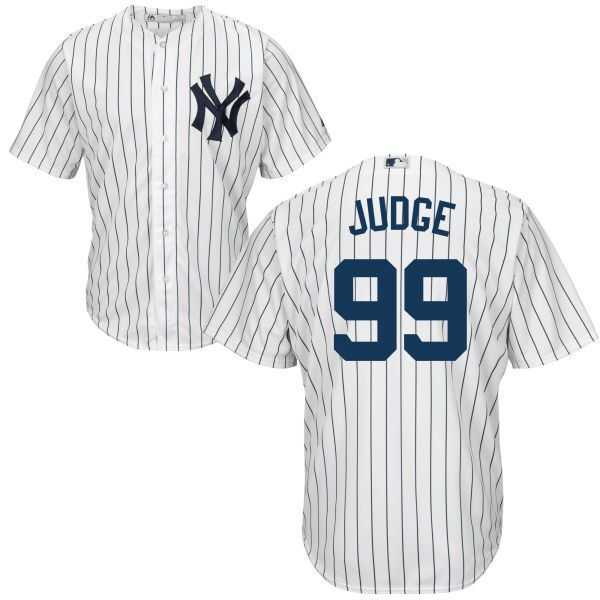 Men's New York Yankees #99 AARON JUDGE White Home MLB jersey