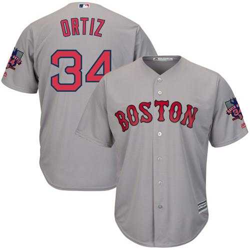 Boston Red Sox #34 David Ortiz Grey New Cool Base with Retirement Patch Stitched Baseball Jersey