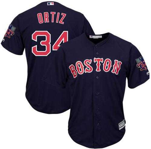 Boston Red Sox #34 David Ortiz Navy Blue New Cool Base with Retirement Patch Stitched Baseball Jersey