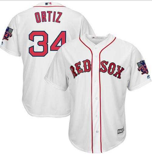 Boston Red Sox #34 David Ortiz White New Cool Base with Retirement Patch Stitched Baseball Jersey