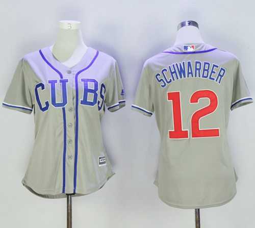 Women's Chicago Cubs #12 Kyle Schwarber Grey Alternate Road Stitched Baseball Jersey