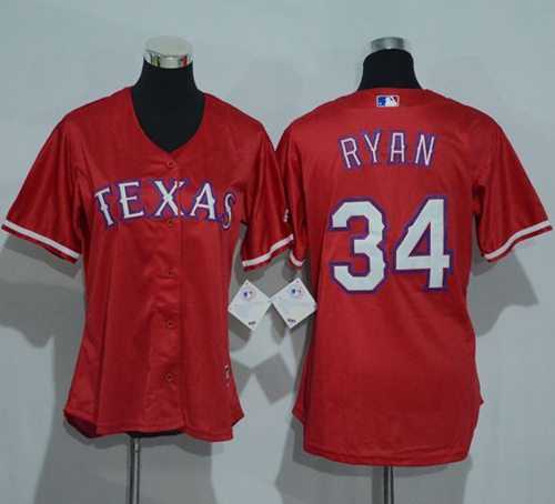 Women's Texas Rangers #34 Nolan Ryan Red Alternate Stitched Baseball Jersey