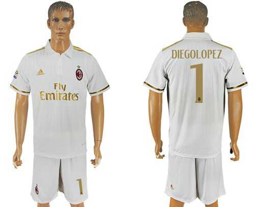 AC Milan #1 Diegolopez Away Soccer Club Jersey