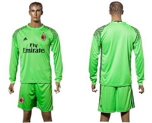 AC Milan Blank Green Goalkeeper Long Sleeves Soccer Club Jersey