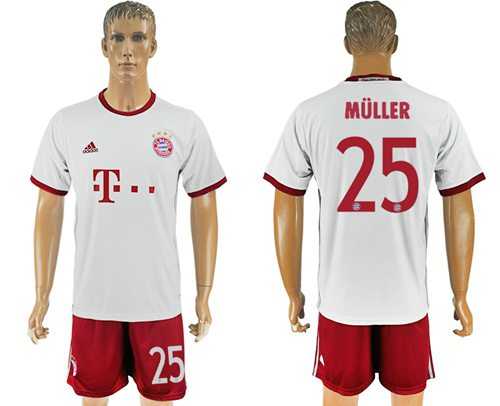 Bayern Munchen #25 Muller White Soccer Club Jersey