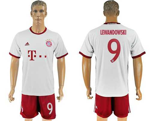 Bayern Munchen #9 Lewandowski White Soccer Club Jersey