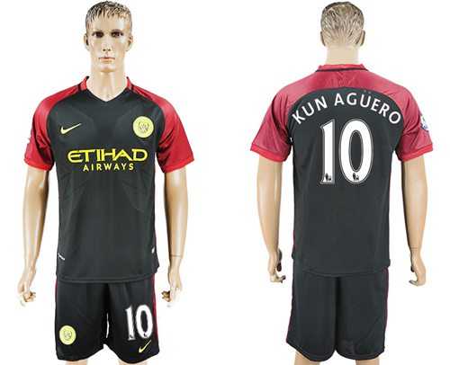 Manchester City #10 Kun Aguero Away Soccer Club Jersey